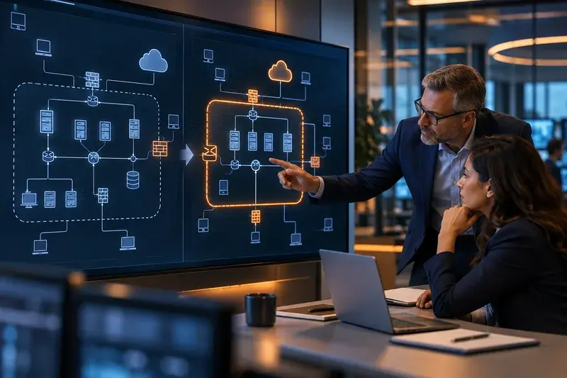 Cybersecurity leaders review changes to a protected network boundary.
